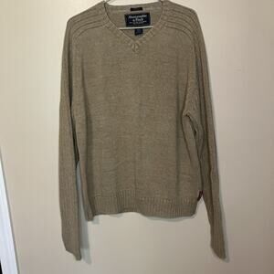 Abercrombie & Fitch Mens Tan Ribbed Muscle Sweater in Size XL Heavyweight Cotton